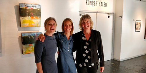 Hanne Trebbien Daugaard, Anne-Mette Veber Nielsen (begge Center for Læseforskning) og Tina Rønberg Nielsen (Høje-Taastrup Kommune) ved projektets slutkonference.